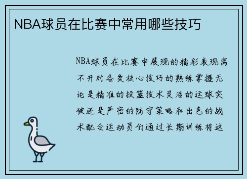 NBA球员在比赛中常用哪些技巧